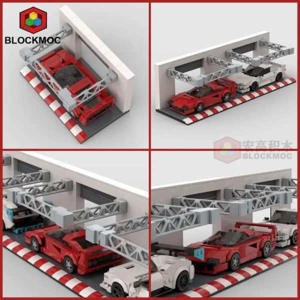 MOC Le Mans Pits Parking Lot Place Display Stand For Building Block Cars with or without Ferrari F40 or Toyota Celica - Image 6