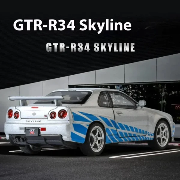 1/32 Nissan GTR R34 Skyline Metal Diecast Car Model - Image 4