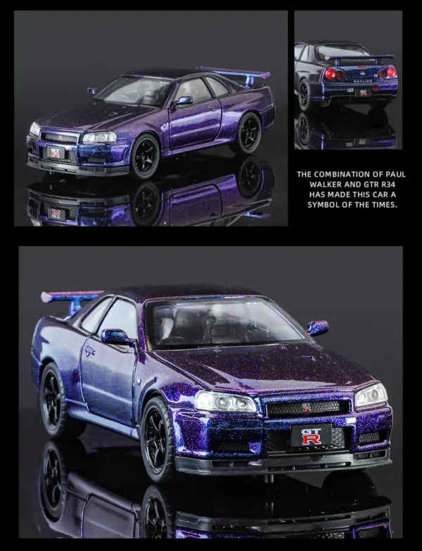 1/32 Nissan GTR R34 Skyline Metal Diecast Car Model - Image 8