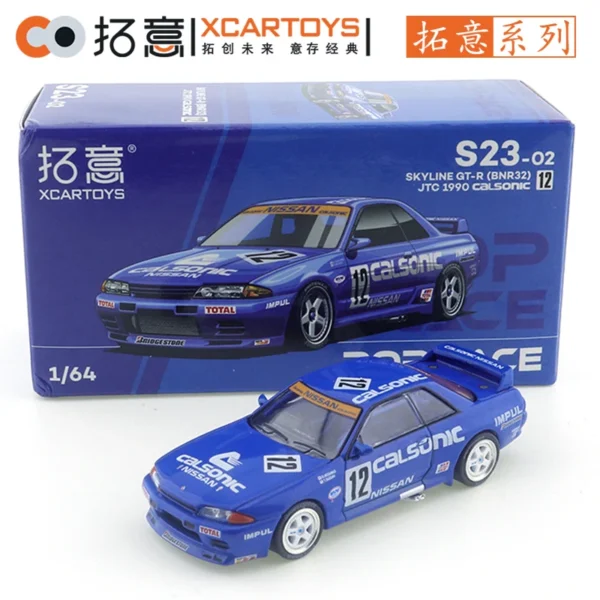 XCARTOYS Pop Race 1/64 SKYLINE GT-R R32 CALSONIC Alloy Diecast Car Model - Image 7