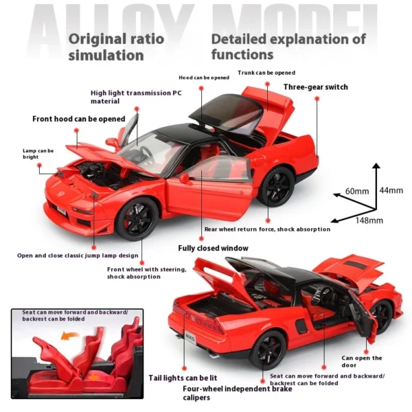 1/32 Honda Acura NSX NA1 Alloy Diecast Model Car - Image 2