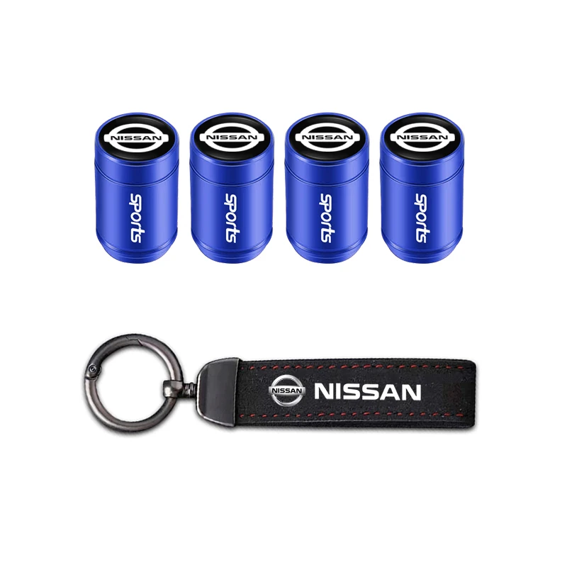 Nissan Branded Aluminum Valve Stem Caps & Keychain Combo Set - Image 2