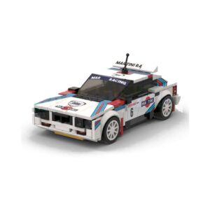 Lancia Delta S4 Martini Racing brick building block set, front three-quarter view